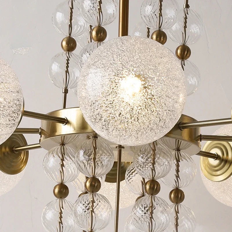 Brass Frosted-Glass Sputnik Chandelier – Kalion