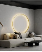 Minimalist Circular LED Wall Sconce Adelvox – Open Ring Gold Lifestyle