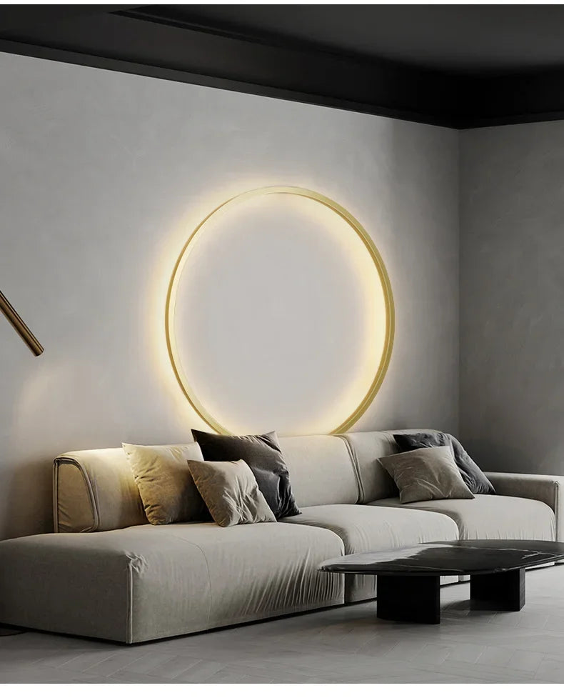 Minimalist Circular LED Wall Sconce Adelvox – Open Ring Gold Lifestyle
