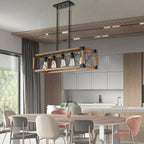 Rustic Wood Iron Linear Chandelier – Hartwyn – Lifestyle View 3