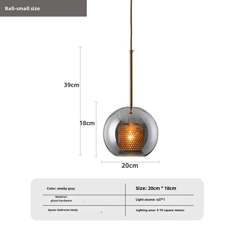 Cast Glass Globe Pendant Light Wuaelindra – Smoky Grey, Small (20cm)