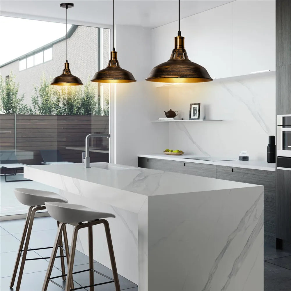 Caldorix Classic Dome pendant in Bronze finish over a kitchen island