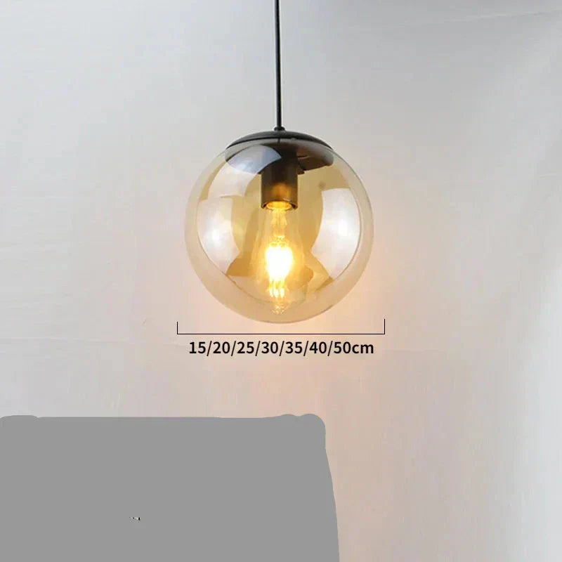 Warm Amber Glass Metal Pendant Light Corvane – Product Detail 9