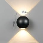 Multi-Beam Aluminum Sphere Wall Sconce Triberon – Black, dimensions 10.5 cm diameter