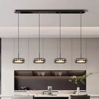 Bsaelix pendant chandelier, 4-light configuration, black finish, kitchen island detail
