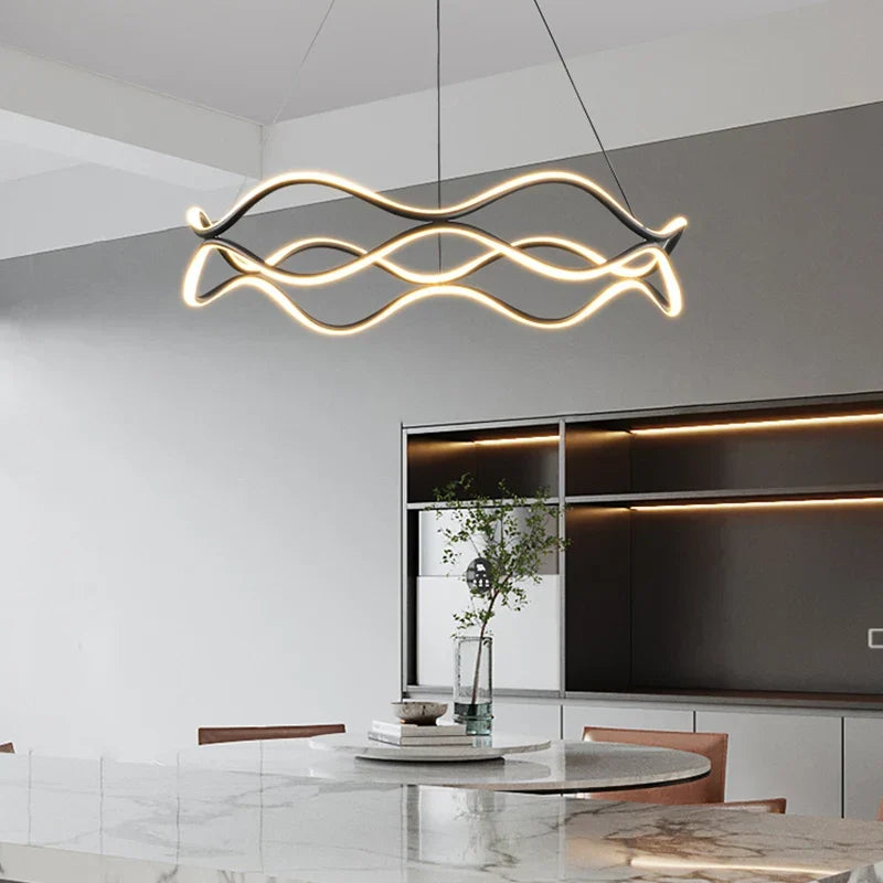 Sculptural Wave Aluminum LED Pendant Light – Dovelux – Product Detail 12