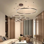 Modern LED Ring Chandelier – Nbeloria – Coffee Bronze, Four-Ring Composition (40–100cm)