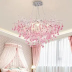Nwaelorn pink crystal chandelier — kids bedroom lifestyle