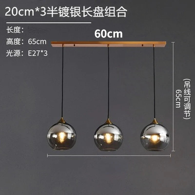 Izaelvix – Silver chrome 3-head cluster L60cm ceiling bar, dimension diagram
