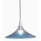 Lattice-Weave Acrylic Cone Pendant Light – Trellara – Studio Shot, Blue