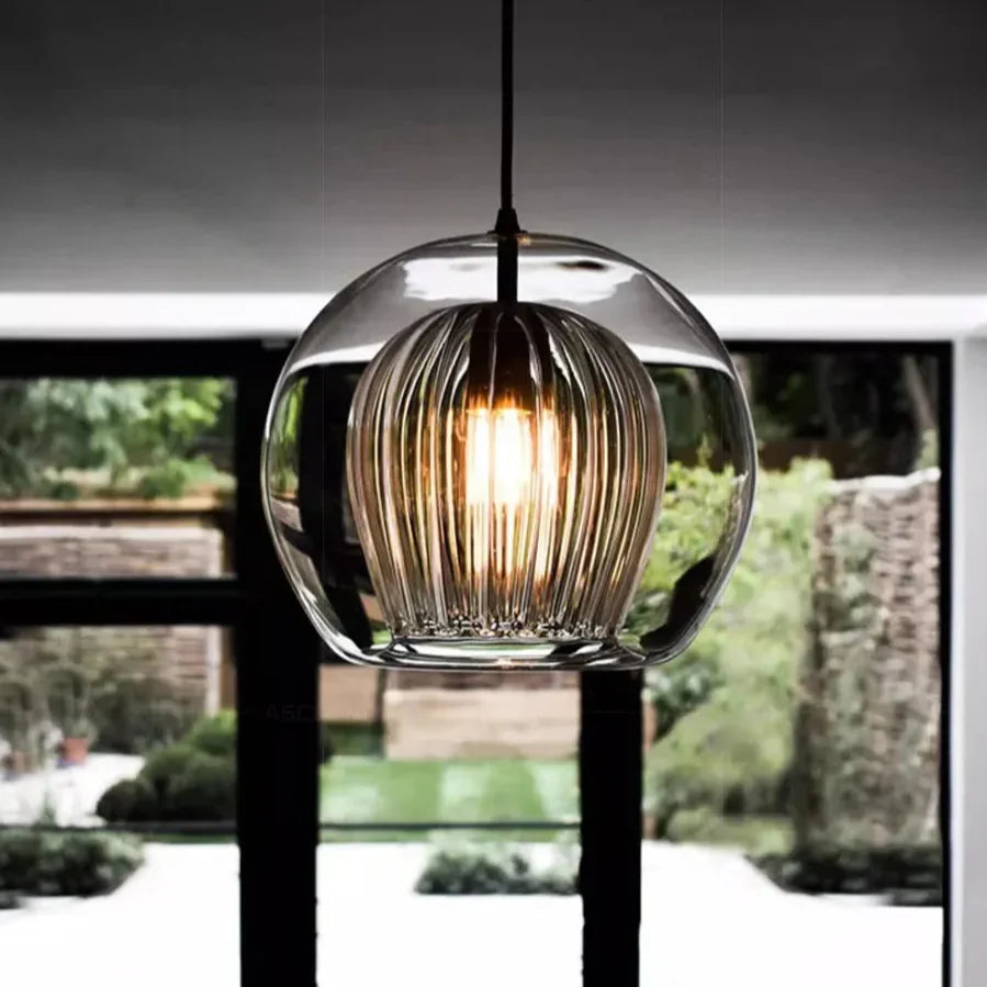 Fluted Glass Globe Pendant Light Celvorn – Product Detail 15