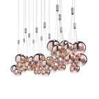 Modern Glass Bubble Cluster Chandelier Farventh – 15-Globe Chandelier, Rose Gold