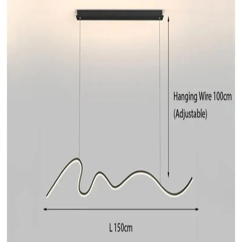 Sculptural Wavy LED Line Pendant Light - Capova