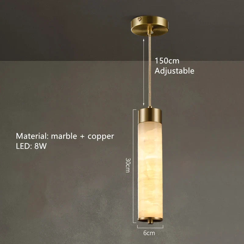 Italian Marble & Brass Pendant Light Fuaelion – 1 Head Dimensions