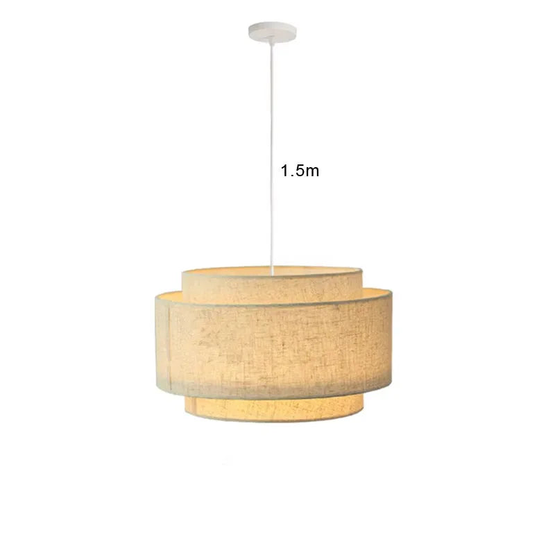 Tiered Linen Drum Pendant Light – Ccelindra – Natural Linen Studio Shot