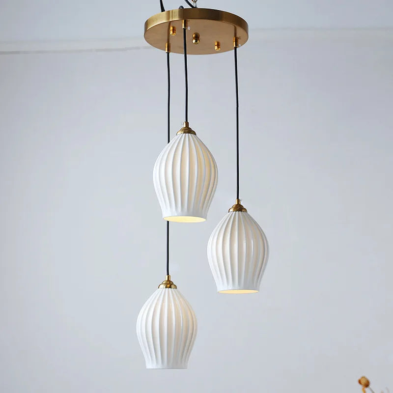 Gorvex Ceramic Globe Pendant – White Finish, 3-Light Cluster Dimensions