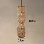 Woven Rattan Hourglass Pendant Light – Faeloria – Single Pendant, 100 cm dimensions