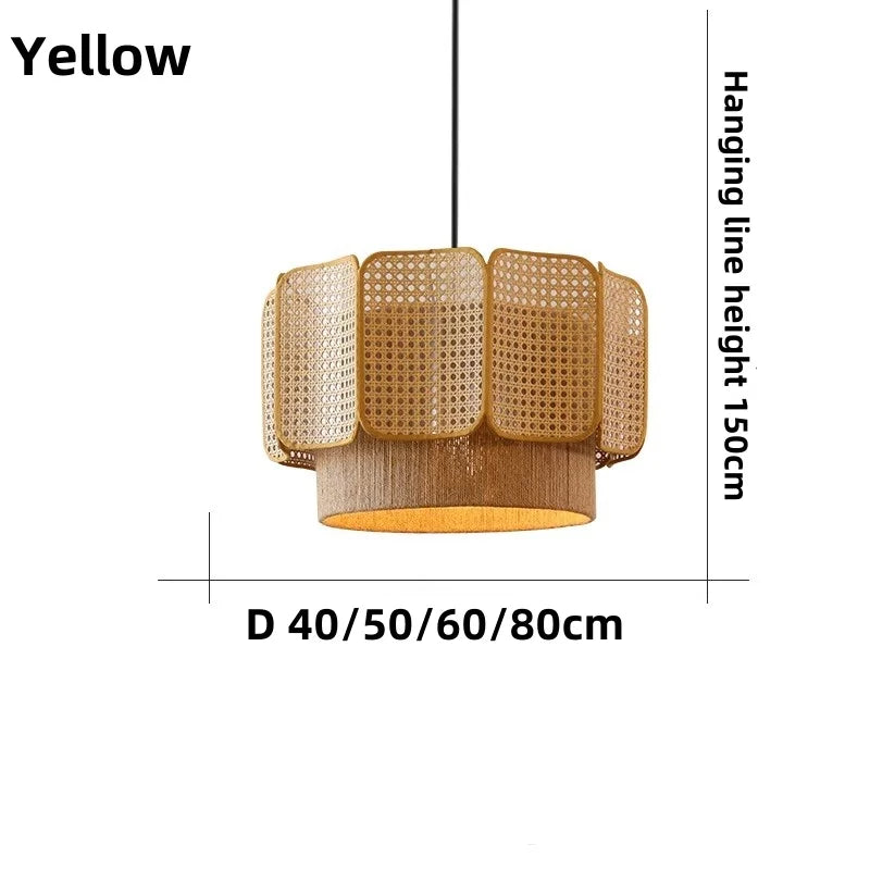 Hand-Woven Wicker Dome Pendant Light Rivandris – Product Detail 7