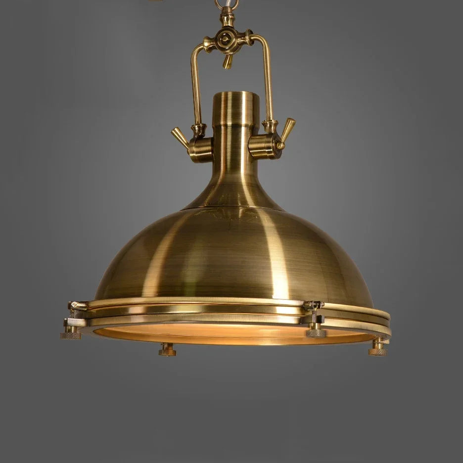 Industrial Metal Dome Pendant Light Cletyon - Gold Bronze Finish Studio Detail