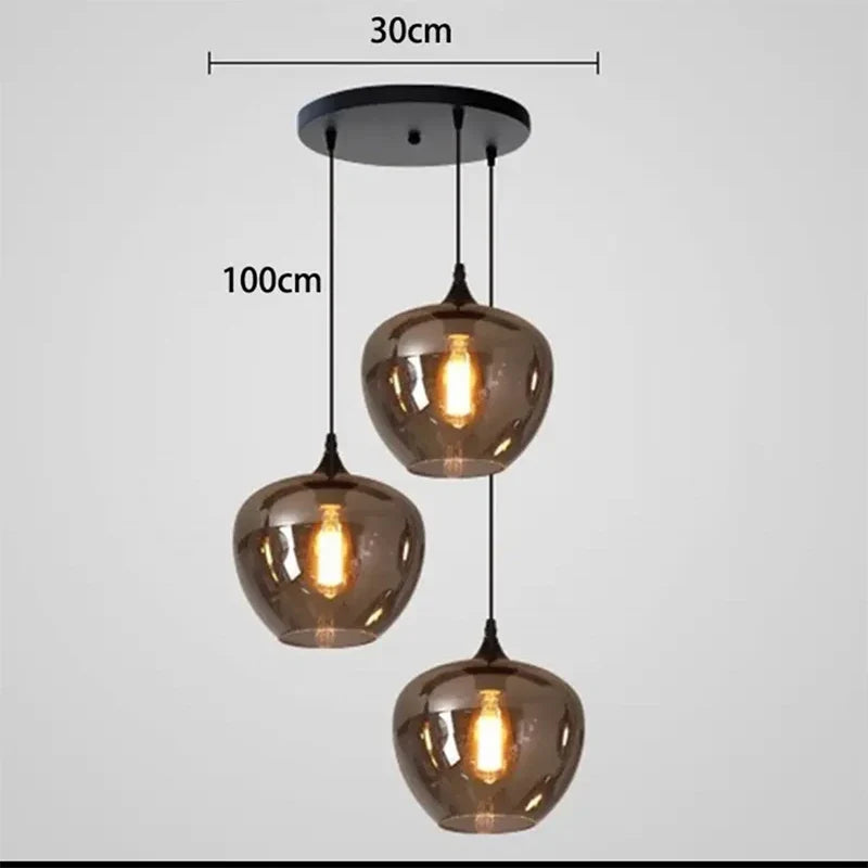 Dcelvix – Squash shape × 3, Round canopy: Ø30cm × 100cm cord, dimension diagram