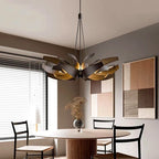Sculptural Metal Ribbon Chandelier Karox – Matte Black Lifestyle in Dining Room