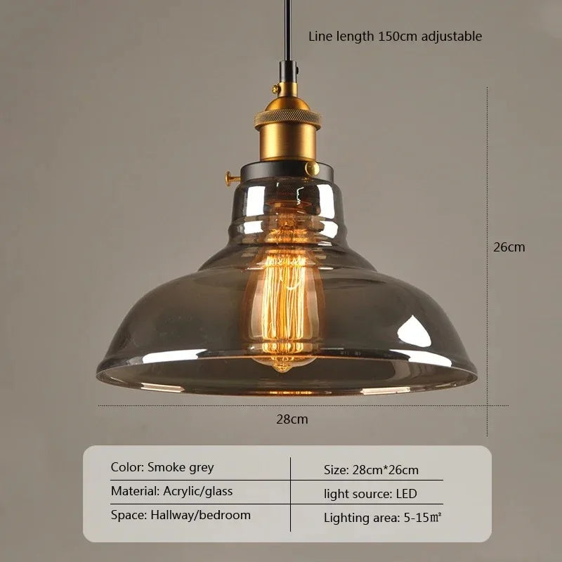 Glass Smoked Pendant Light Gerox