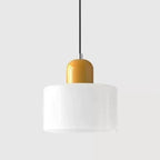 Pelindra Stained Glass Pendant – White Shade / Mustard Cap