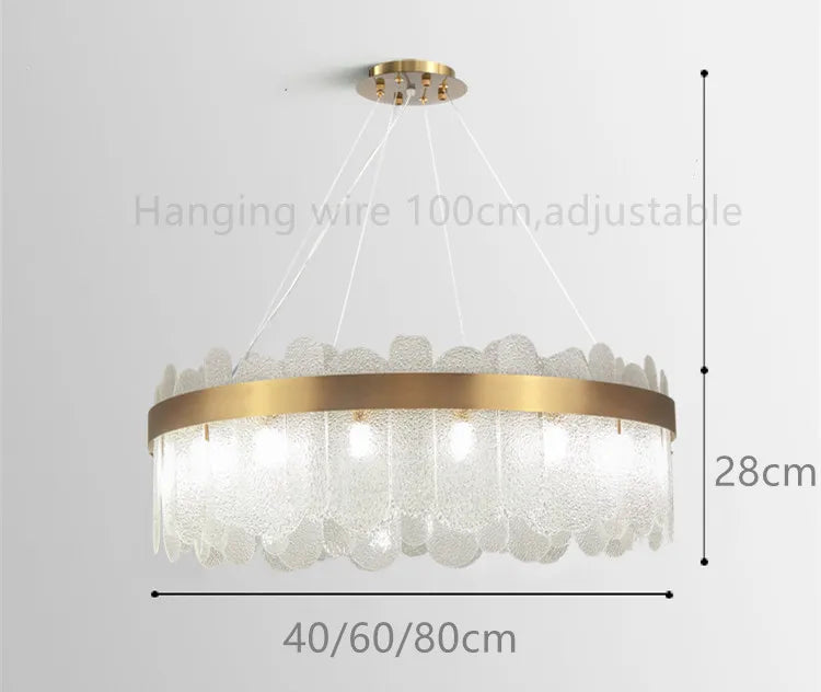 Petalux – Round chandelier dimensions, Ø40/60/80cm, height 28cm, adjustable drop to 100cm
