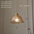 Parelia pendant light — Brass fitting, 20 x 16 cm ice-crackle glass shade