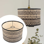 Abstract Ikat bamboo drum lamp shade Pyaelith — Diamond Lattice pattern detail