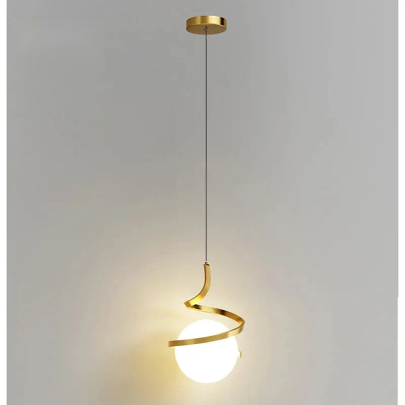 Spiral Metal Orb Pendant Light – Luvoria – Gold Detail