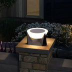 Faceted Stainless Steel Solar Garden Light – Barevo – Lifestyle on Stone Pillar