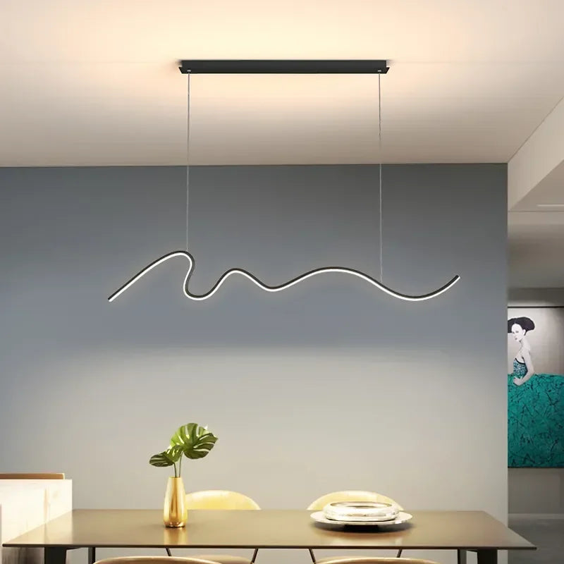 Sculptural Wavy LED Line Pendant Light - Capova