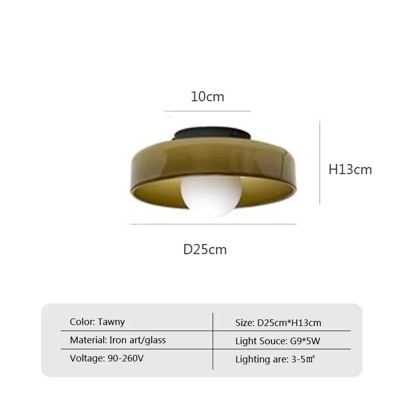 Amber Mouth-Blown Glass Ceiling Light – Lumivox, Dimension Chart