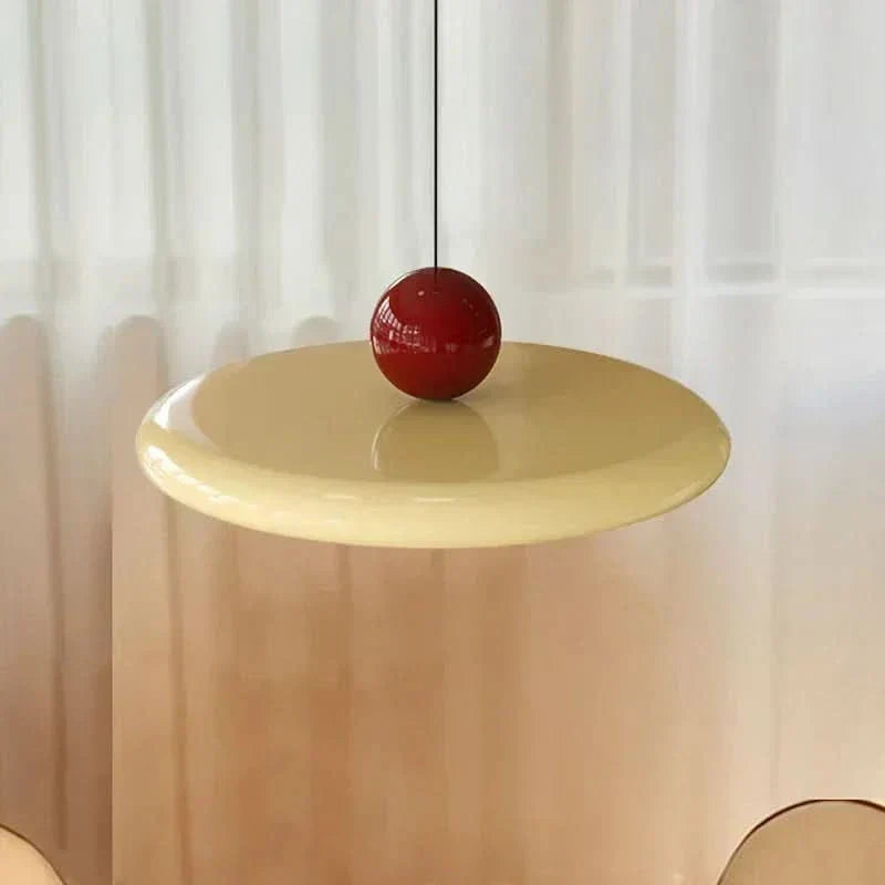 Two-Tone Lacquer Disc Pendant Light – Barel – Warm Beige Lifestyle Detail