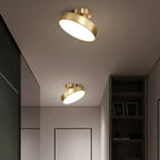 Hand-Finished Copper Disc Ceiling Light Coprevo – Brushed Copper, Corridor Lifestyle
