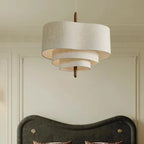 Nordic Tiered Fabric Pendant Light – Daselion above a bed, lifestyle view