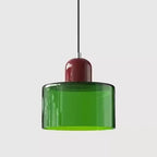 Pelindra Stained Glass Pendant – Emerald Shade / Burgundy Cap