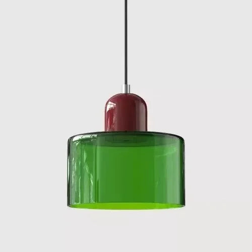 Pelindra Stained Glass Pendant – Emerald Shade / Burgundy Cap
