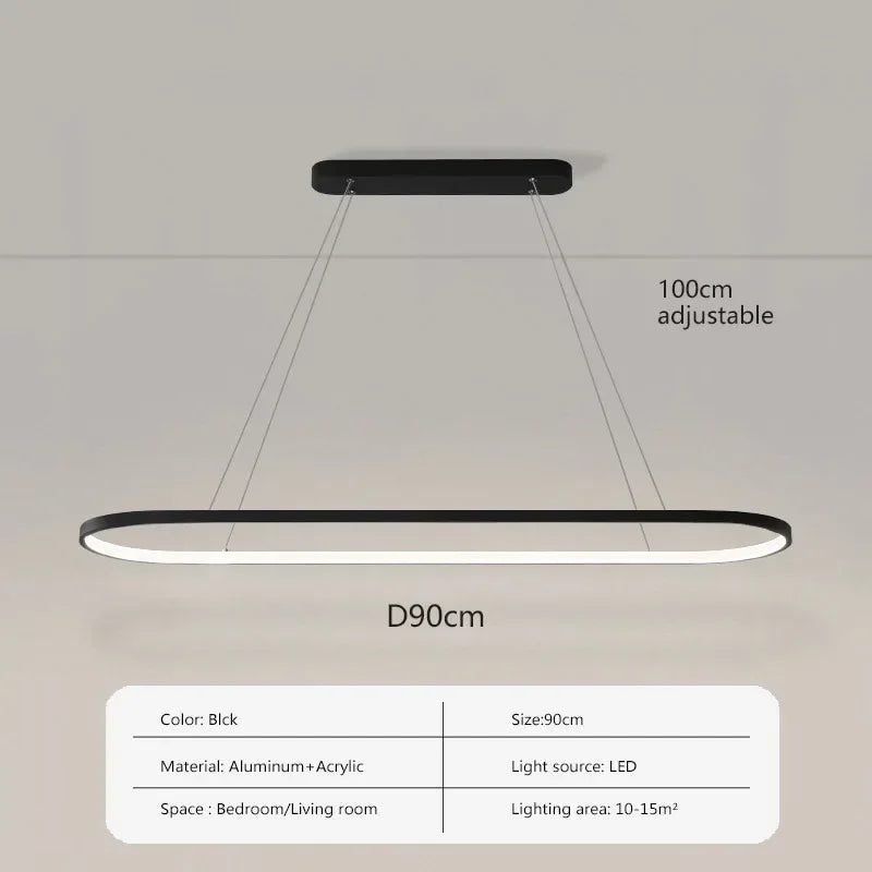 Suspension LED ovale Ondéa design contemporain éclairage uniforme - vue 15