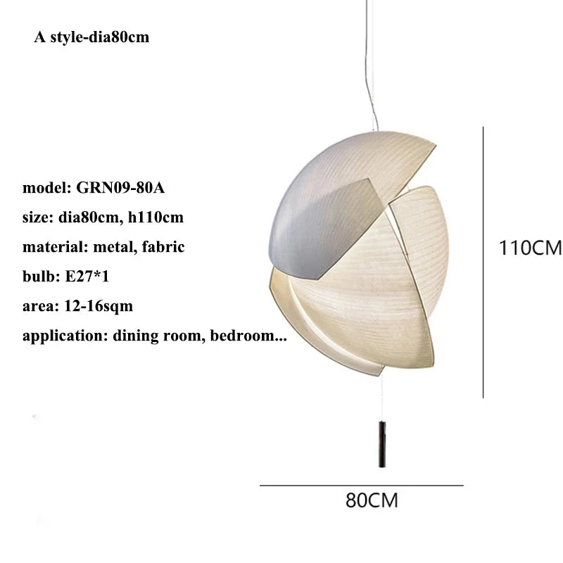 Sculptural Curled-Fabric Pendant Light Havrix