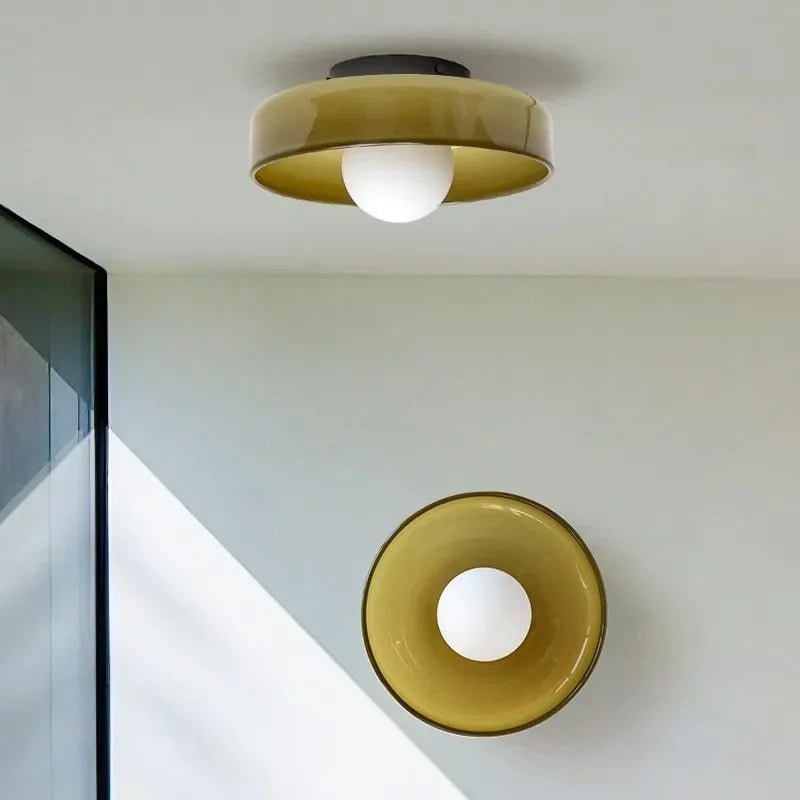 Amber Mouth-Blown Glass Ceiling Light – Lumivox, Ceiling & Wall Mount Detail