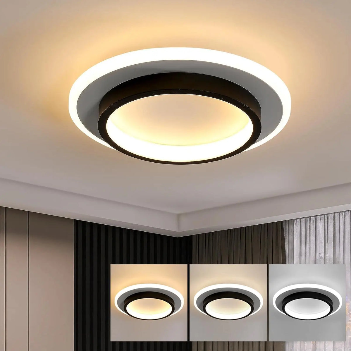 Modern Halo Ring LED Flush Ceiling Light Jilorn – Three Colour Temperature Modes