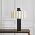 Nordic Matte Black Pleated-Shade Table Lamp Orvantis – Lifestyle, Wall Panel Console