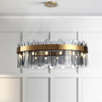 Petalux – Round Ø60cm White Frosted glass panel chandelier, classic panelled room