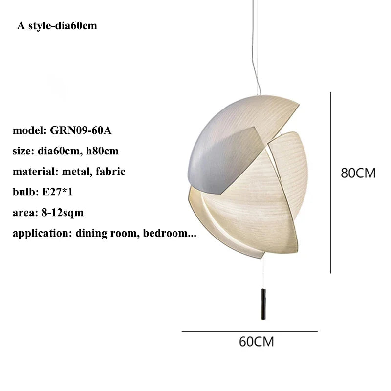 Sculptural Curled-Fabric Pendant Light Havrix