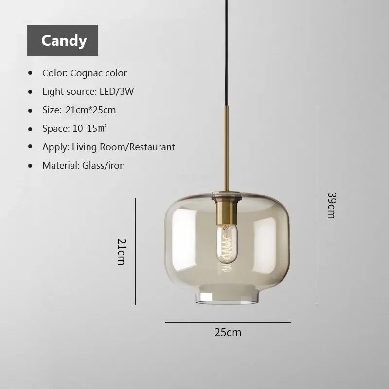 Scandinavian Glass Orb Pendant Light Kelvoria – Candy Shape Dimensions