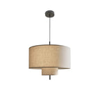 Two-Tier Linen Drum Pendant Light Farvelia – On/Off Detail