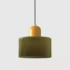 Pelindra Stained Glass Pendant – Olive Shade / Mustard Cap