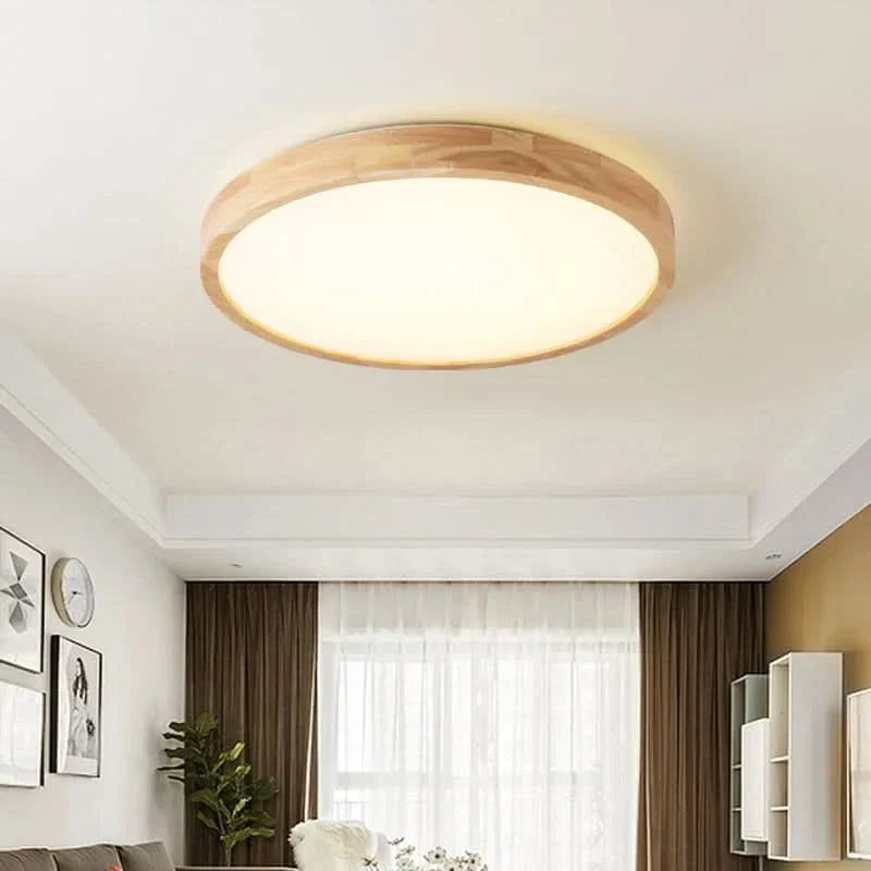 Solid Wood Drum Flush Ceiling Light Balero – Lifestyle View 2